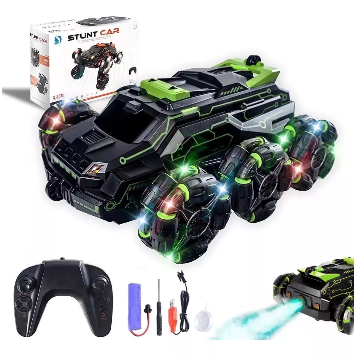 LUKOVEE - 24ghz Coche Rc Stunt Carro De Juguete Con Lucesmúsica 360°