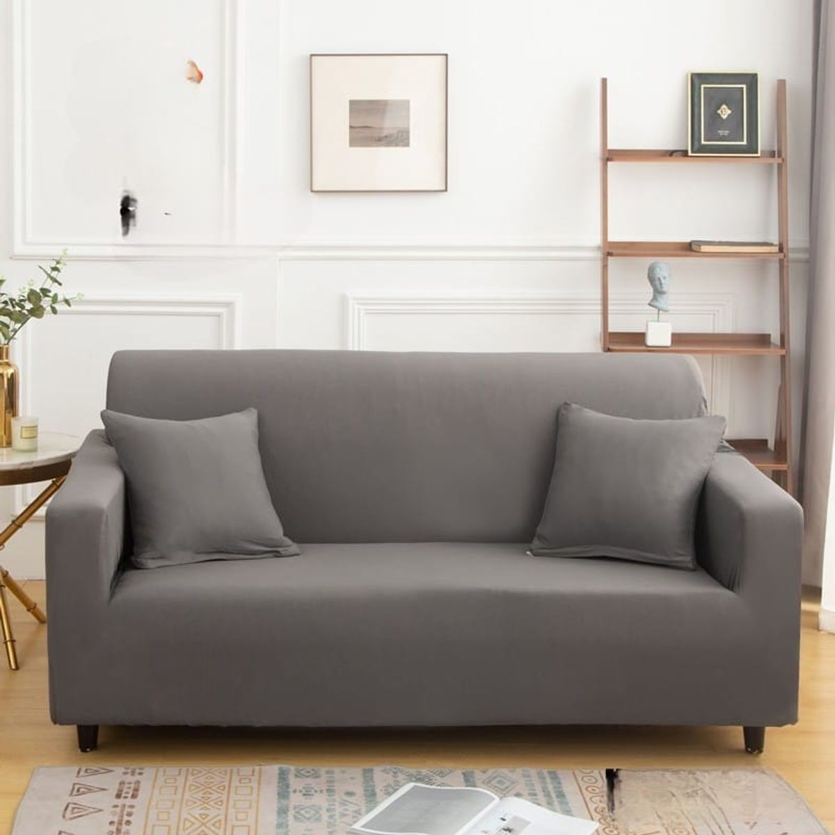 GENERICO - Funda de Sillon 4 Cuerpos Poliéster Elástico. Color Gris Claro TF06