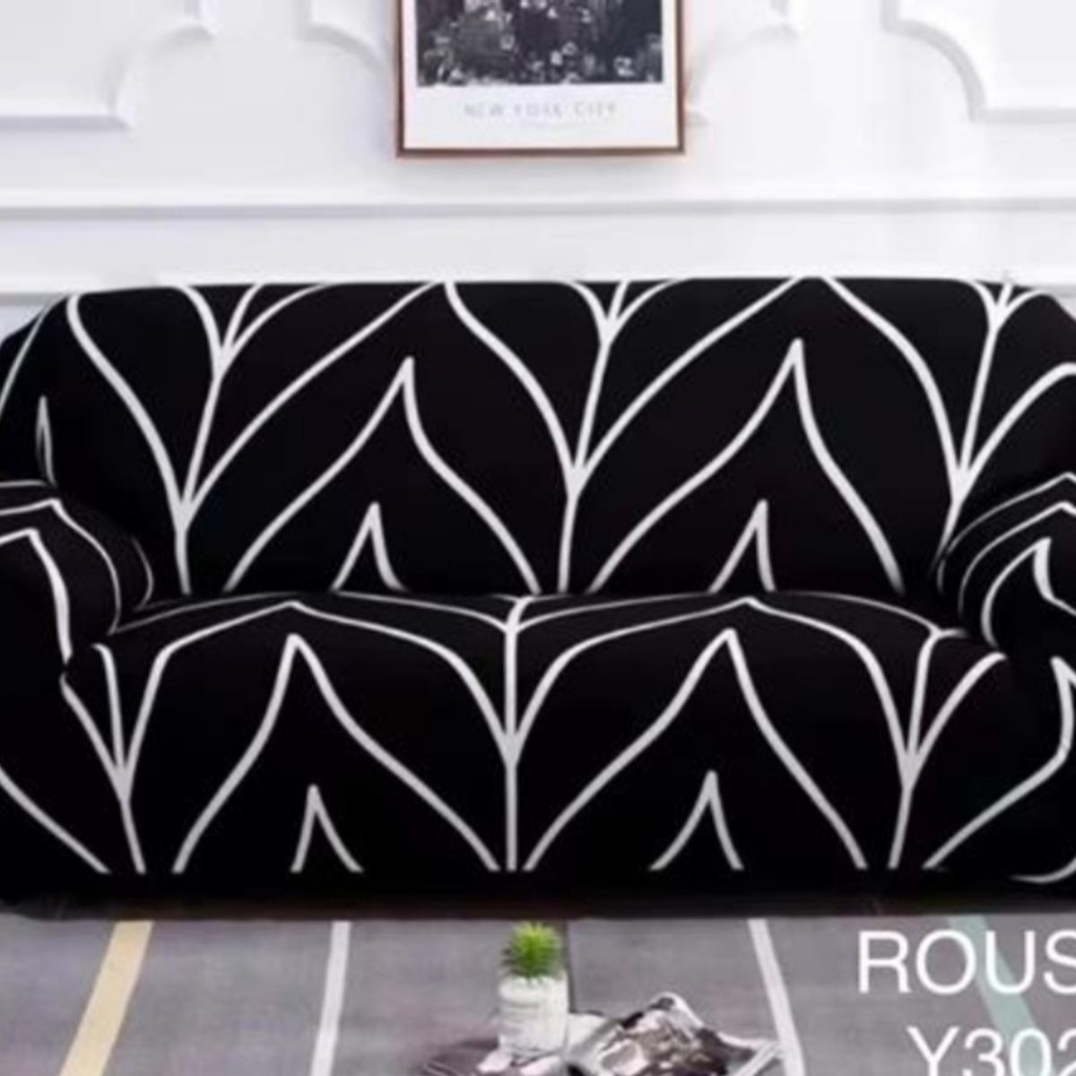 GENERICO - Funda de Sillon 4 Cuerpos Poliéster Elástico. Color Negro Y302