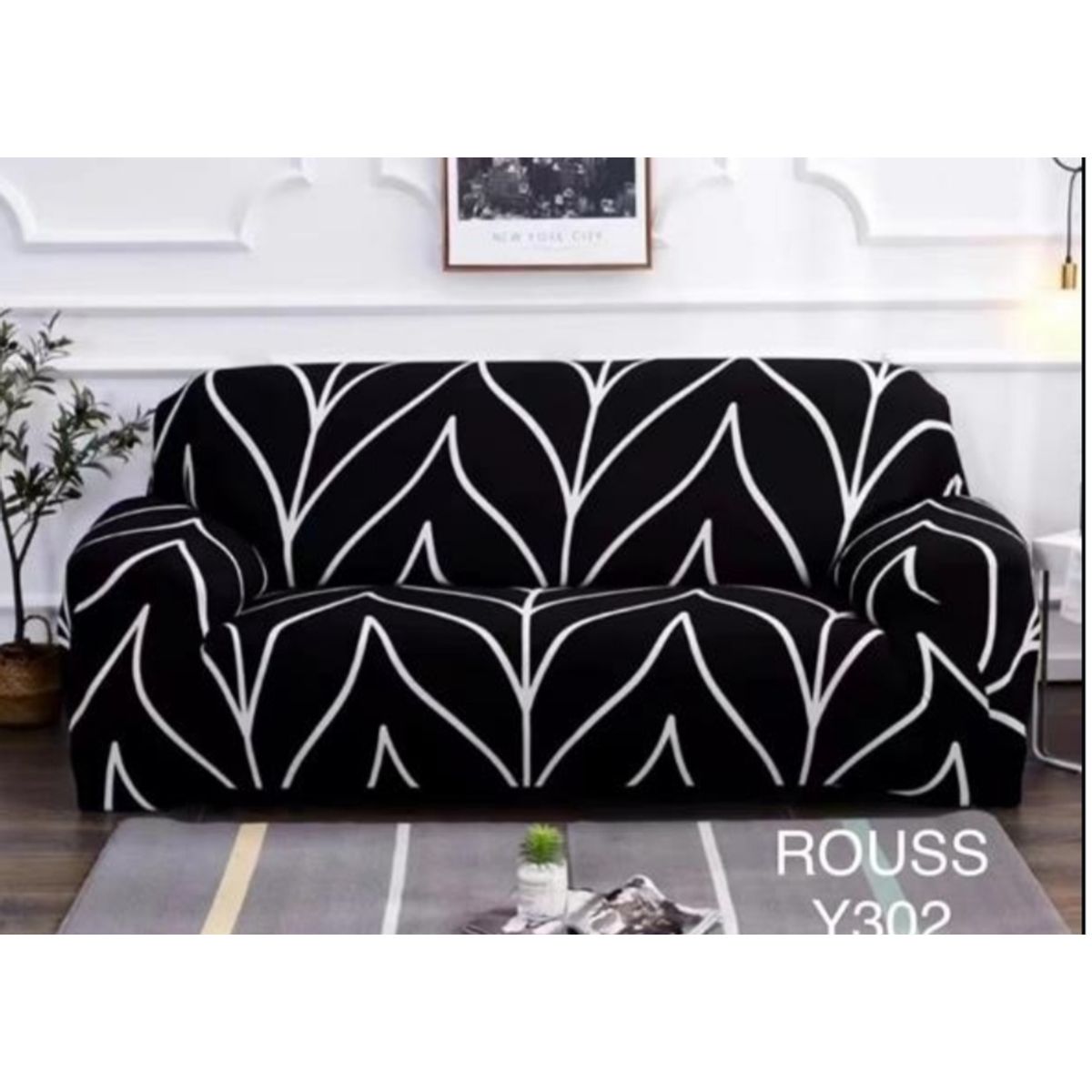 GENERICO - Funda de Sillon 4 Cuerpos Poliéster Elástico. Color Negro Y302