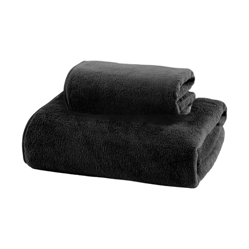 GENERICO - Pack 2 Toalla de Baño Negra Microfibra Secado Rápido