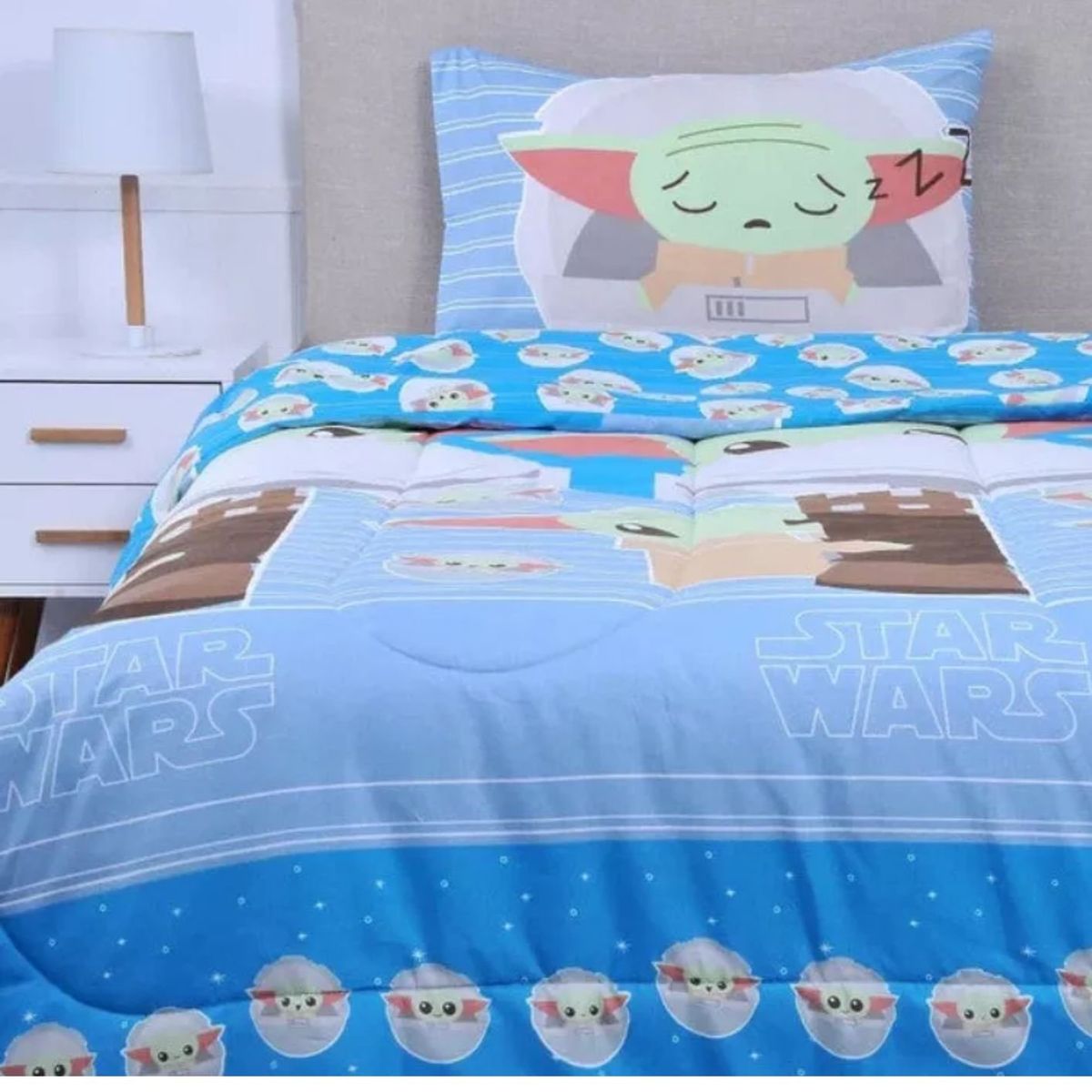 MASHINI - Plumón Infantil Disney  Apto 1 PL Y 1.5 PL  swars mandalorian blue