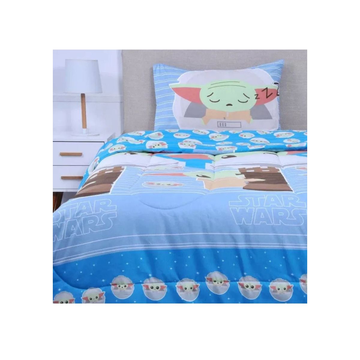 MASHINI - Plumón Infantil Disney  Apto 1 PL Y 1.5 PL  swars mandalorian blue