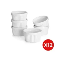 GENERICO - 12 Unid Pocillo Ramekin Cerámica Porcelana 6 Cm - 60 Ml