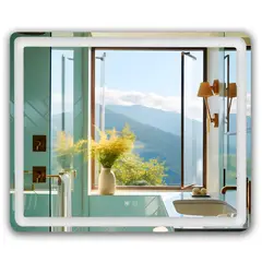 JOYTEK - Espejo Led 90x70cm con 2 botones Rectangular con Líneas