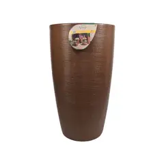 VERDY - Maceta Pantanal Rústico Marrón 33x65cms Efecto Piedra Con Plato