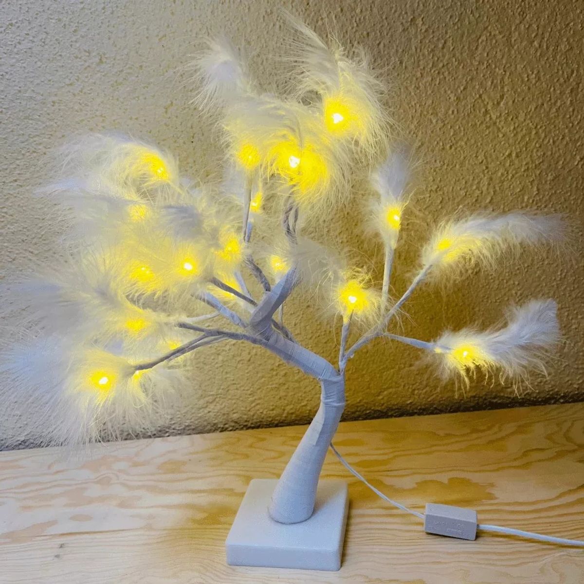 GENERICO - Árbol Led De Plumas - Blanco - Luz Cálida - 220v