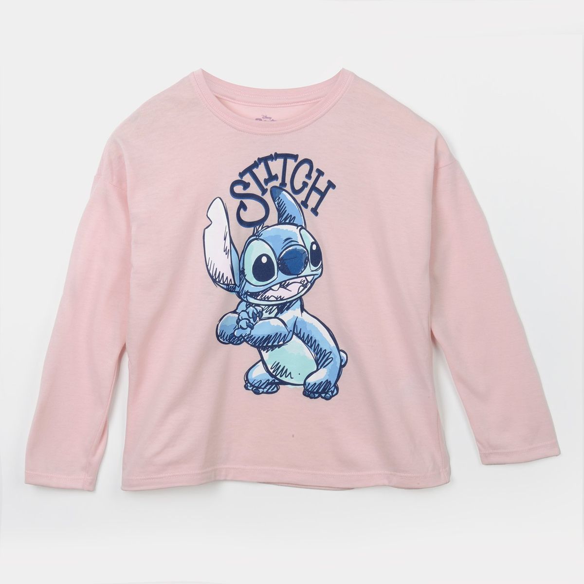DISNEY - Polera Manga Larga Niña Lilo y Stitch Rosado Disney
