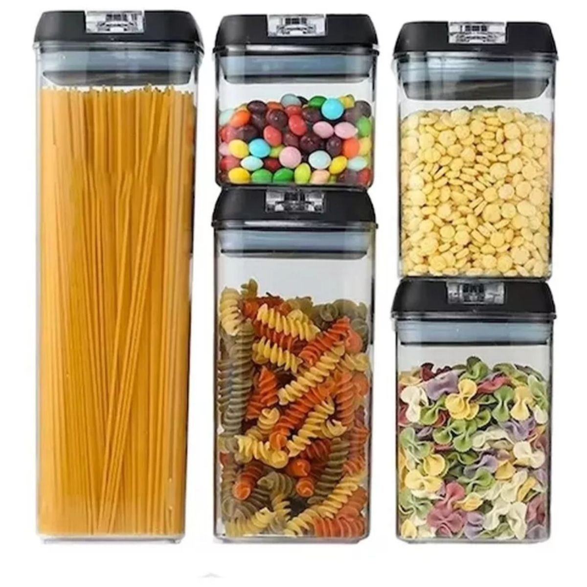 GENERICO - Contenedores Alimento Hermeticos Set 5 Apilable Cierre Facil