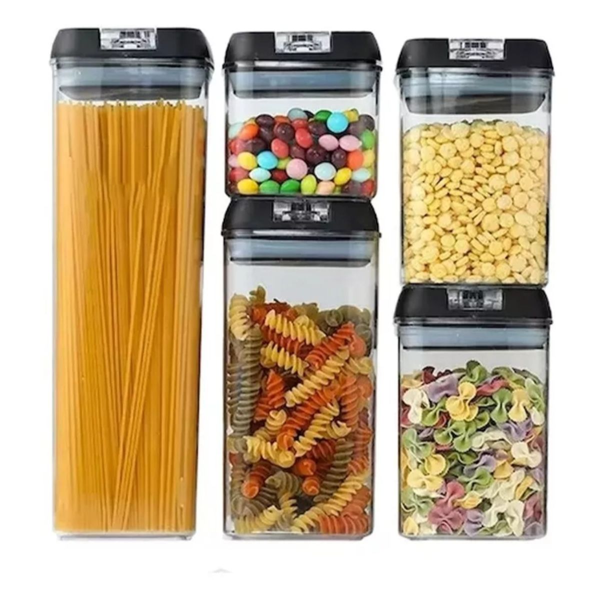 GENERICO - Contenedores Alimento Hermeticos Set 5 Apilable Cierre Facil