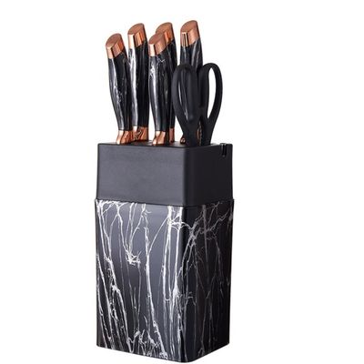 Imagen 2 del producto Set Cuchillos De Cocina 7 Piezas Con Bloque Diseño De Mármol