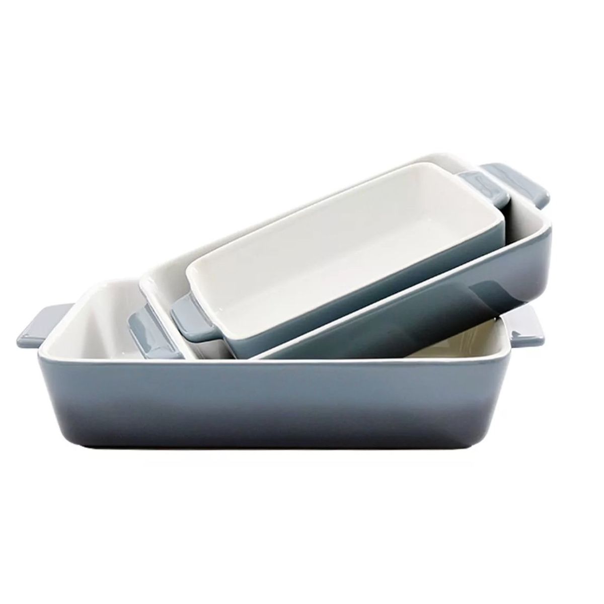 GENERICO - Set 3 Fuentes De Cerámica Para Horno Celeste Simplit