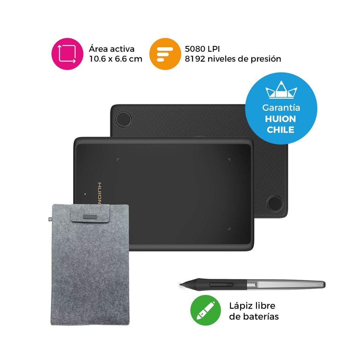 HUION - Tableta Gráfica Digitalizadora Huion Inspiroy H420X con Funda - TG