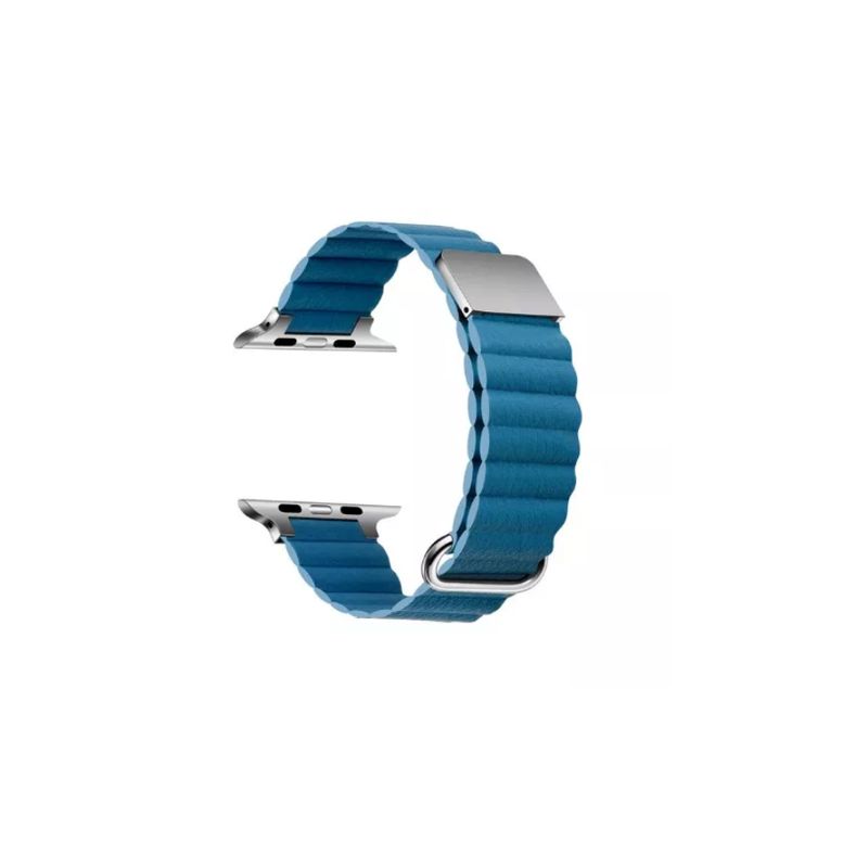 GENERICO - Correa De Cuero Magnética Para Apple Iwatch 8 7 Se 6 5-424445-AZUL