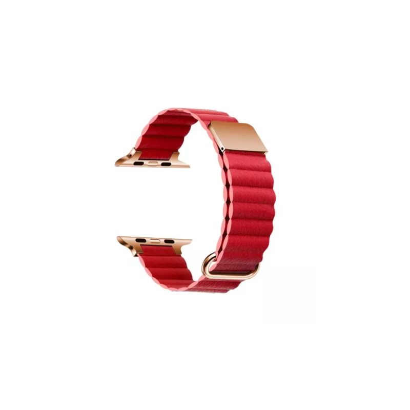 GENERICO - Correa De Cuero Magnética Para Apple Iwatch 8 7 Se 6 5-424445-ROJO