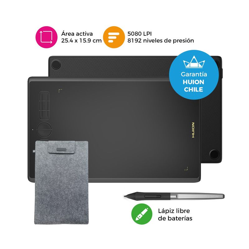 HUION - Tableta Gráfica Digitalizadora Huion Inspiroy H610X con Funda - TG