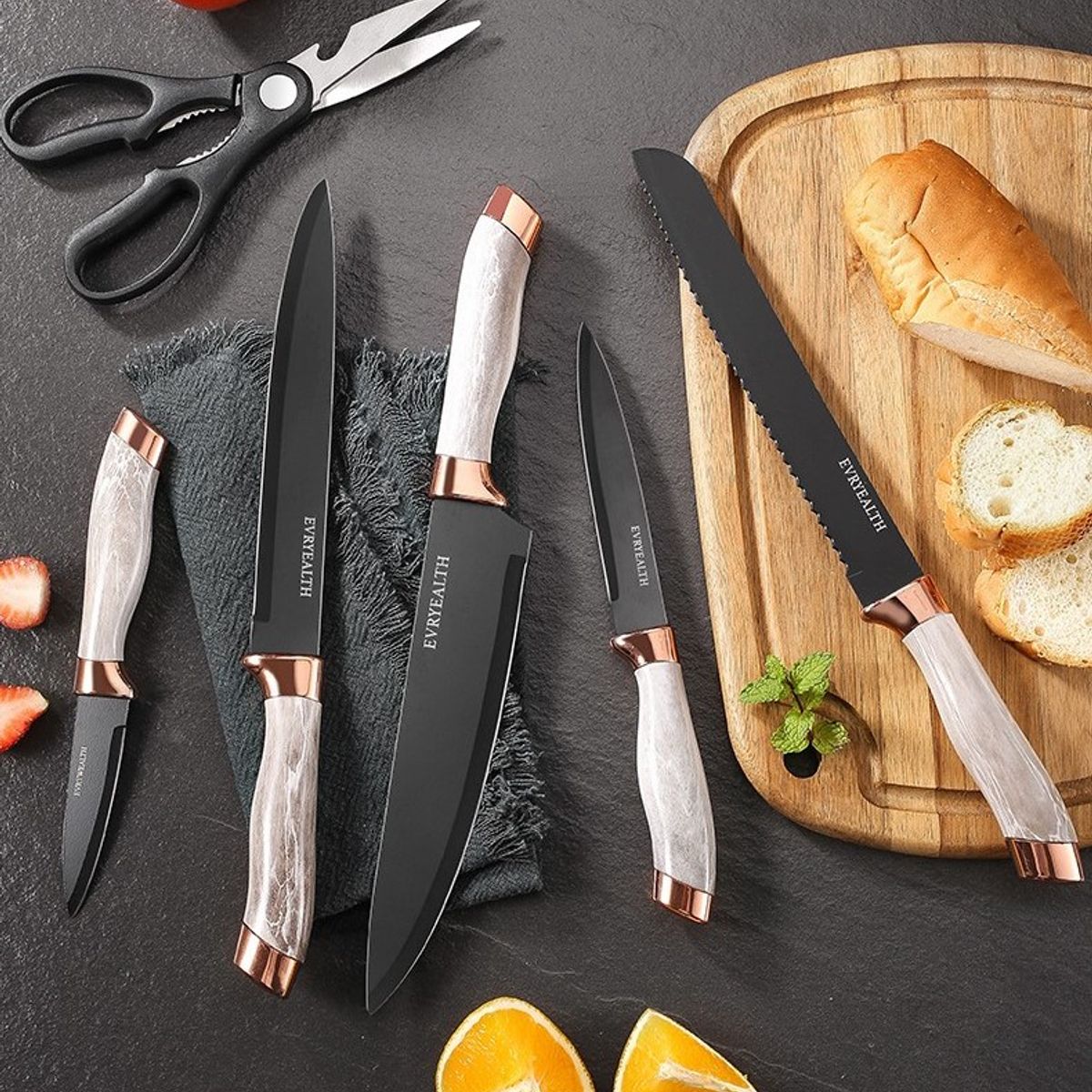GENERICO - Set Cuchillos De Cocina 7 Piezas Con Bloque Rectangular