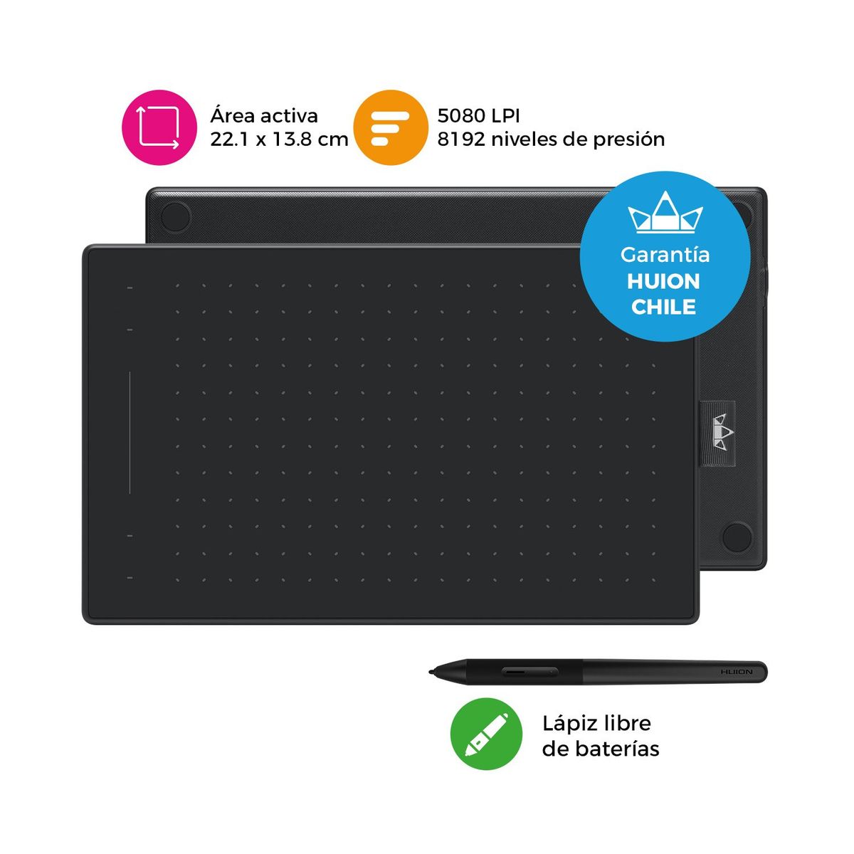 HUION - Tableta Gráfica Digitalizadora Inspiroy RTM-500 Black