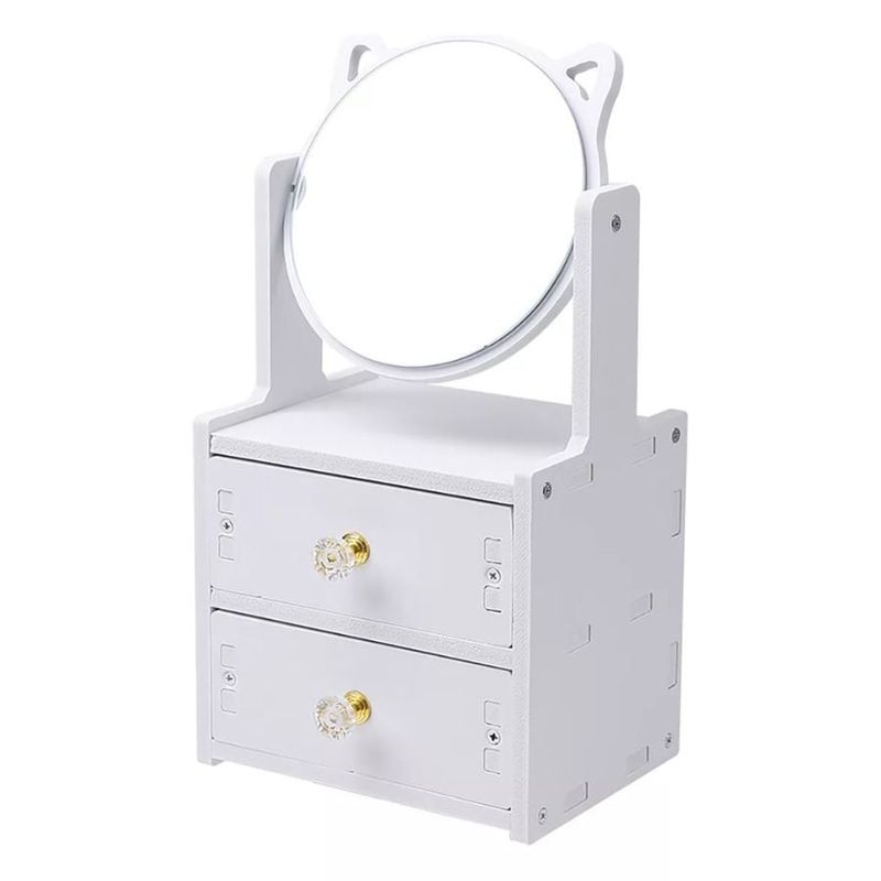 GENERICO - Organizador Cajón Maquillaje Con Espejo 2 Cajones