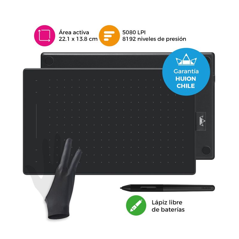 HUION - Tableta Gráfica Digitalizadora Inspiroy RTM-500 Black - Incluye Guante