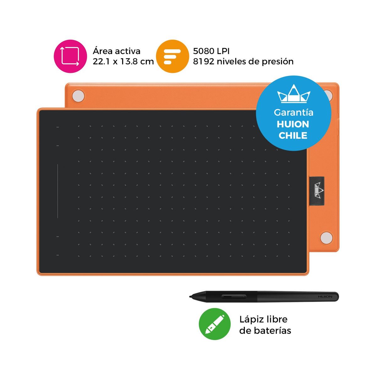 HUION - Tableta Gráfica Digitalizadora Inspiroy RTM-500 Orange
