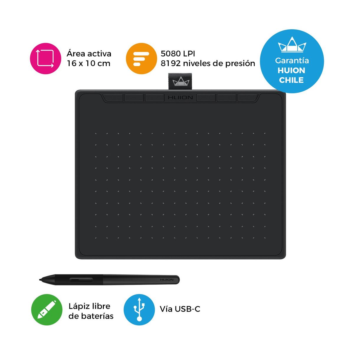 HUION - Tableta Gráfica Digitalizadora Huion Inspiroy RTS-300 Black