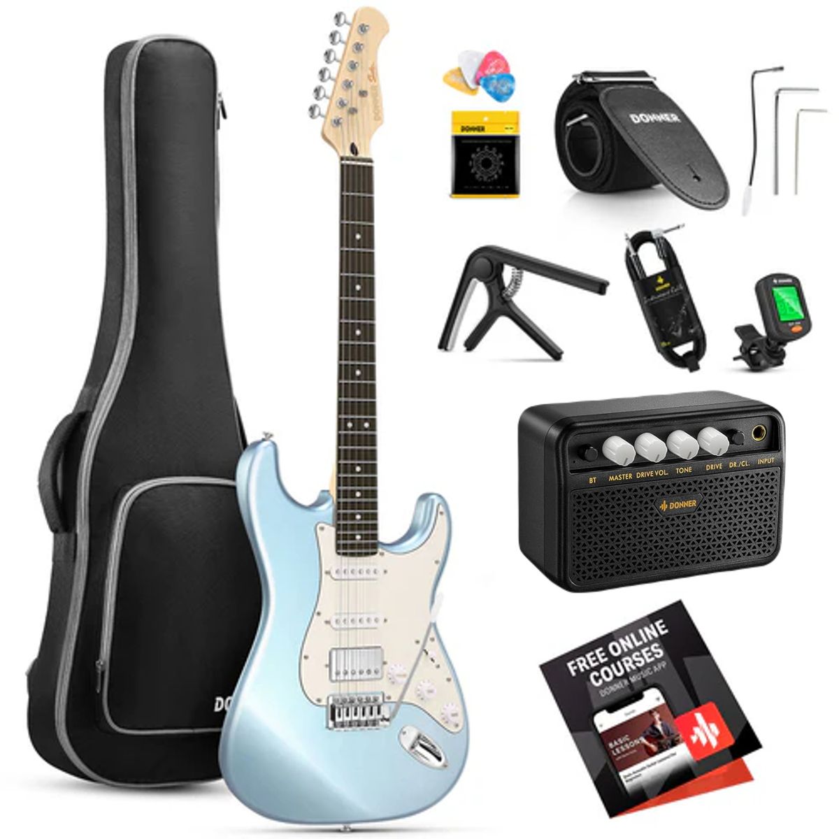 GENERICO - Pack Guitarra Electrica Funda y Amplificador DONNER DST-152P