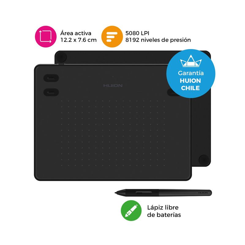 HUION - Tableta Gráfica Digitalizadora Huion Inspiroy RTE-100 Black