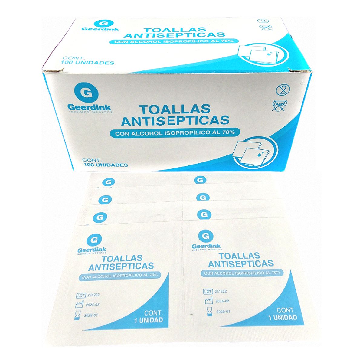 GENERICO - Toallitas Antisépticas Con Alcohol Desinfectantes En Pad 100 Unidades