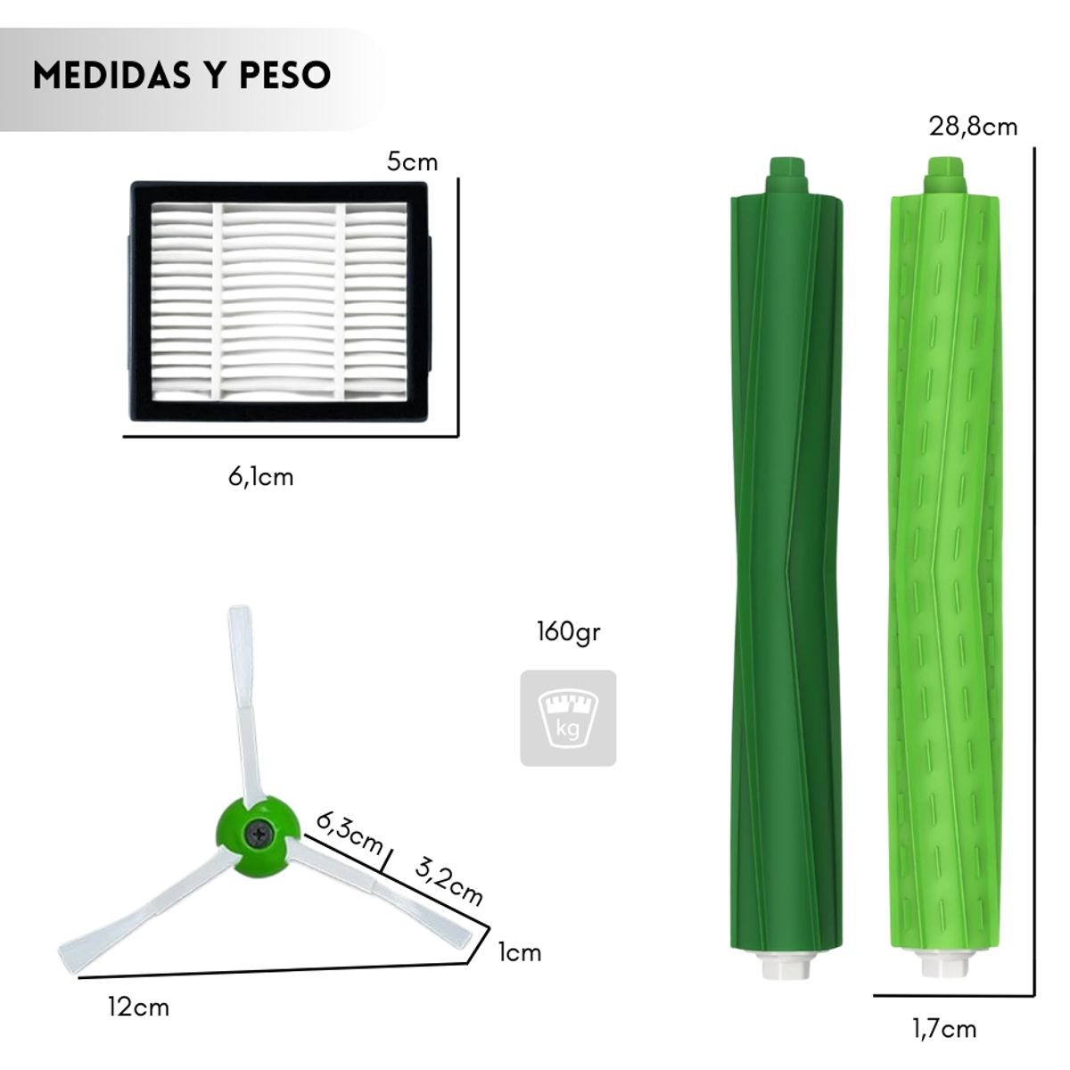 GENERICO - Kit Repuestos Cepillos Filtros Irobot I7i7+e5e6