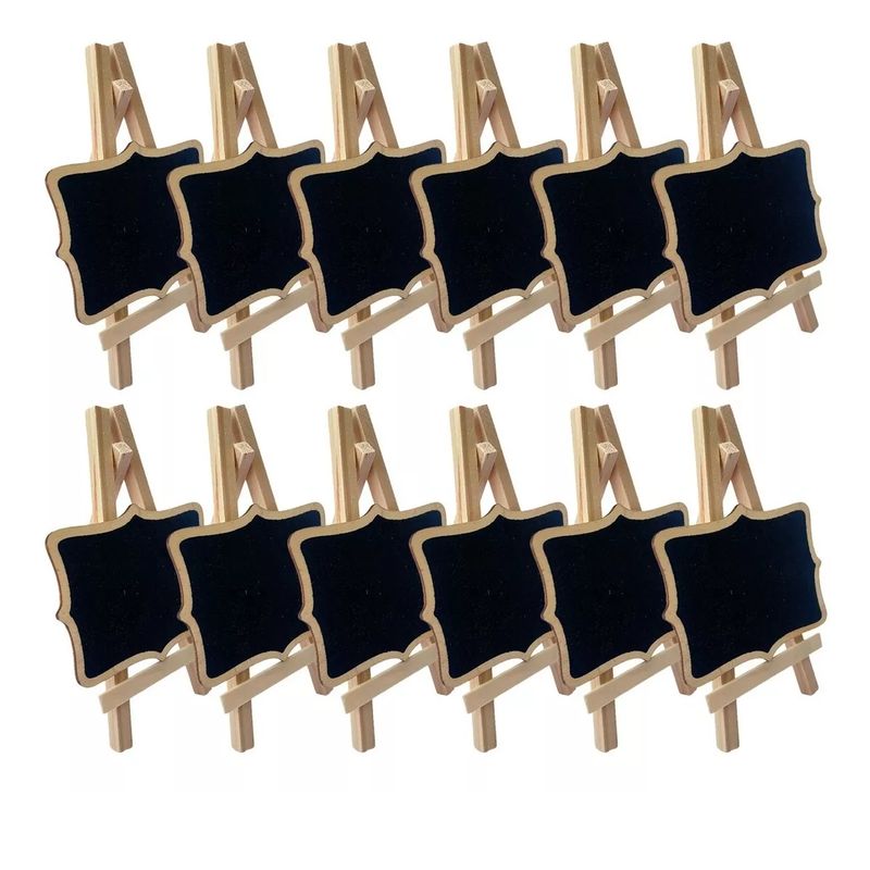 GENERICO - Pack 12 Pcs Mini Letreros A Tiza, Madera (cuadrado)