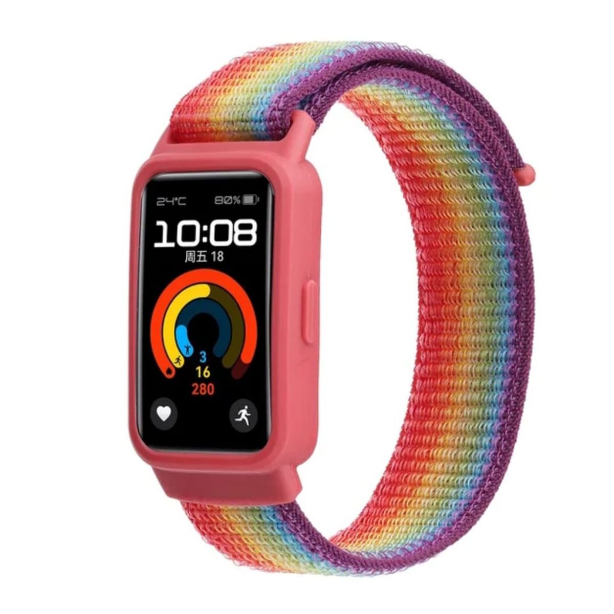 GENERICO - Correa Pulsera Arcoíris Nylon Huawei Smartband Fit 8-9