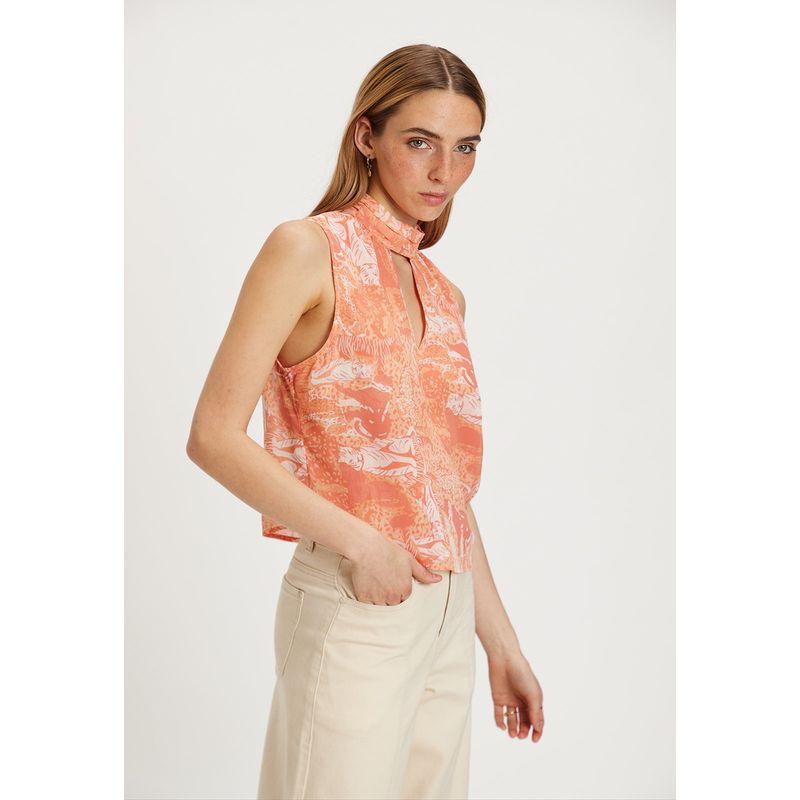 IO - Blusa Sin Mangas Naranjo Mujer Io