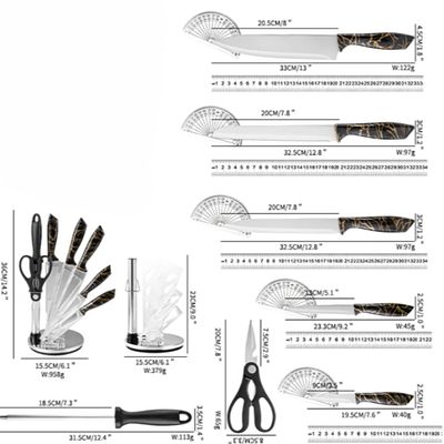 Imagen 2 del producto Set De Cuchillos De Cocina 7 Piezas Diseño Elegance Marble