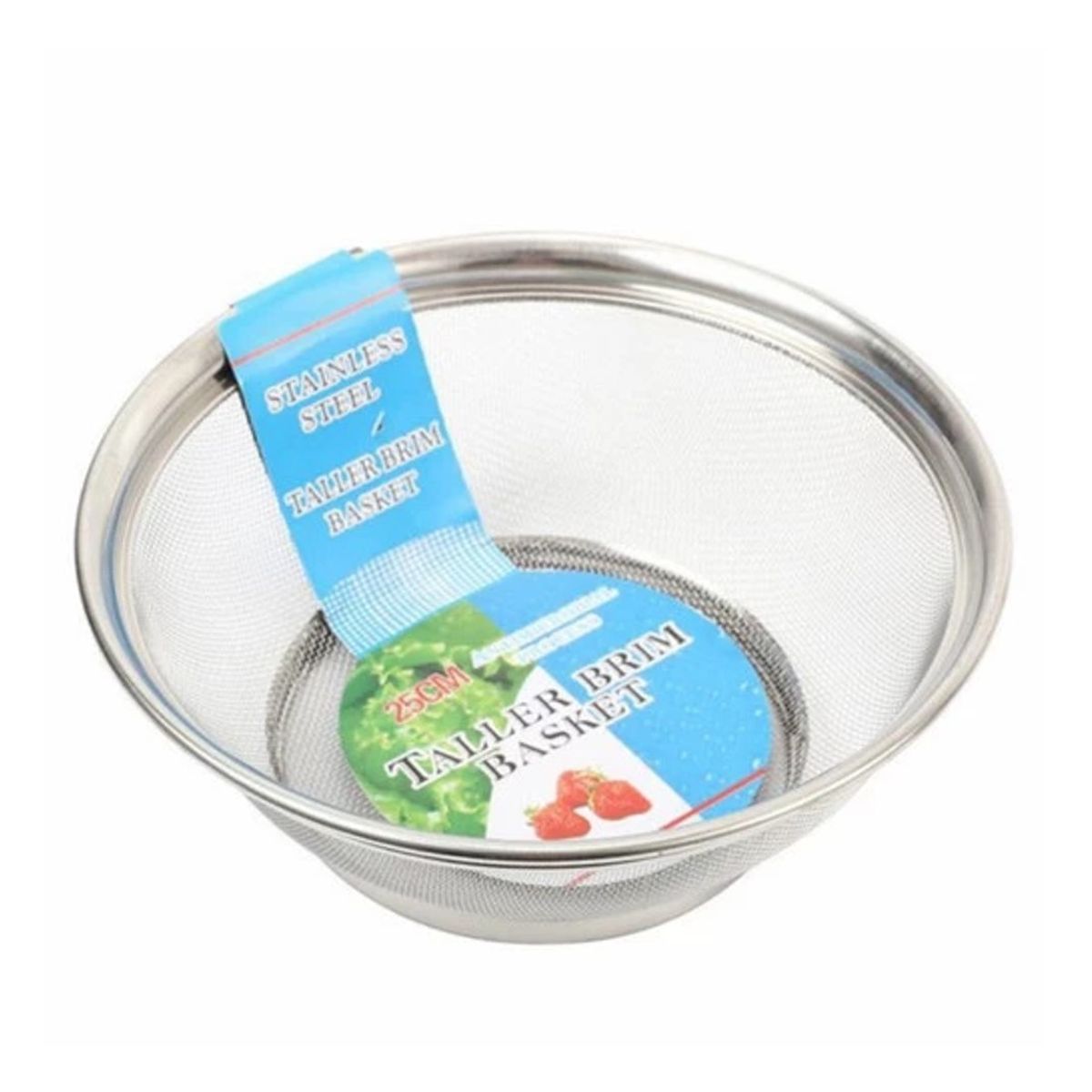 GENERICO - CESTA COLADOR DE ACERO INOXIDABLE BORDE ALTO 25CM