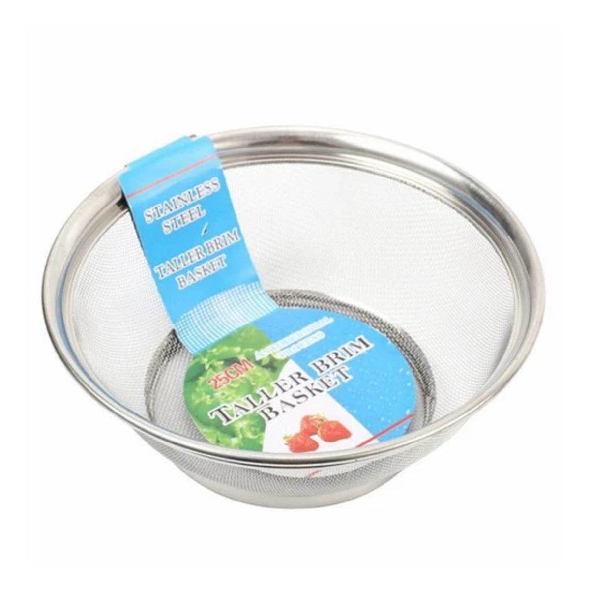 GENERICO - CESTA COLADOR DE ACERO INOXIDABLE BORDE ALTO 25CM