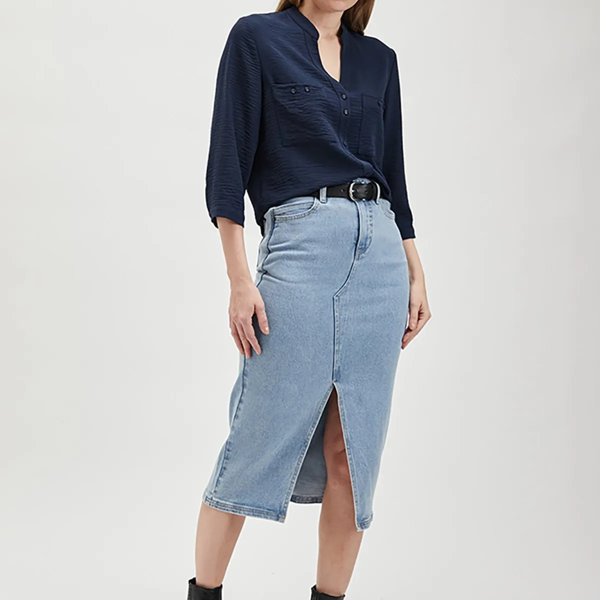 ASH - Blusa Manga Larga Azul Marino Mujer Ash