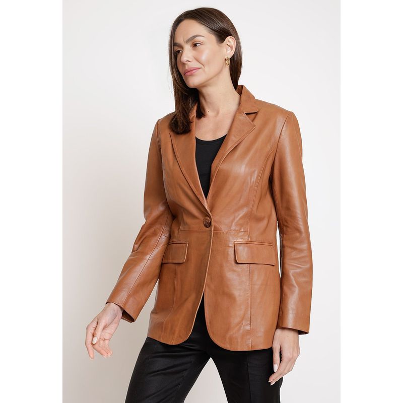 CANADIENNE - Chaqueta De Cuero De Mujer Modelo Zenda Color Camel