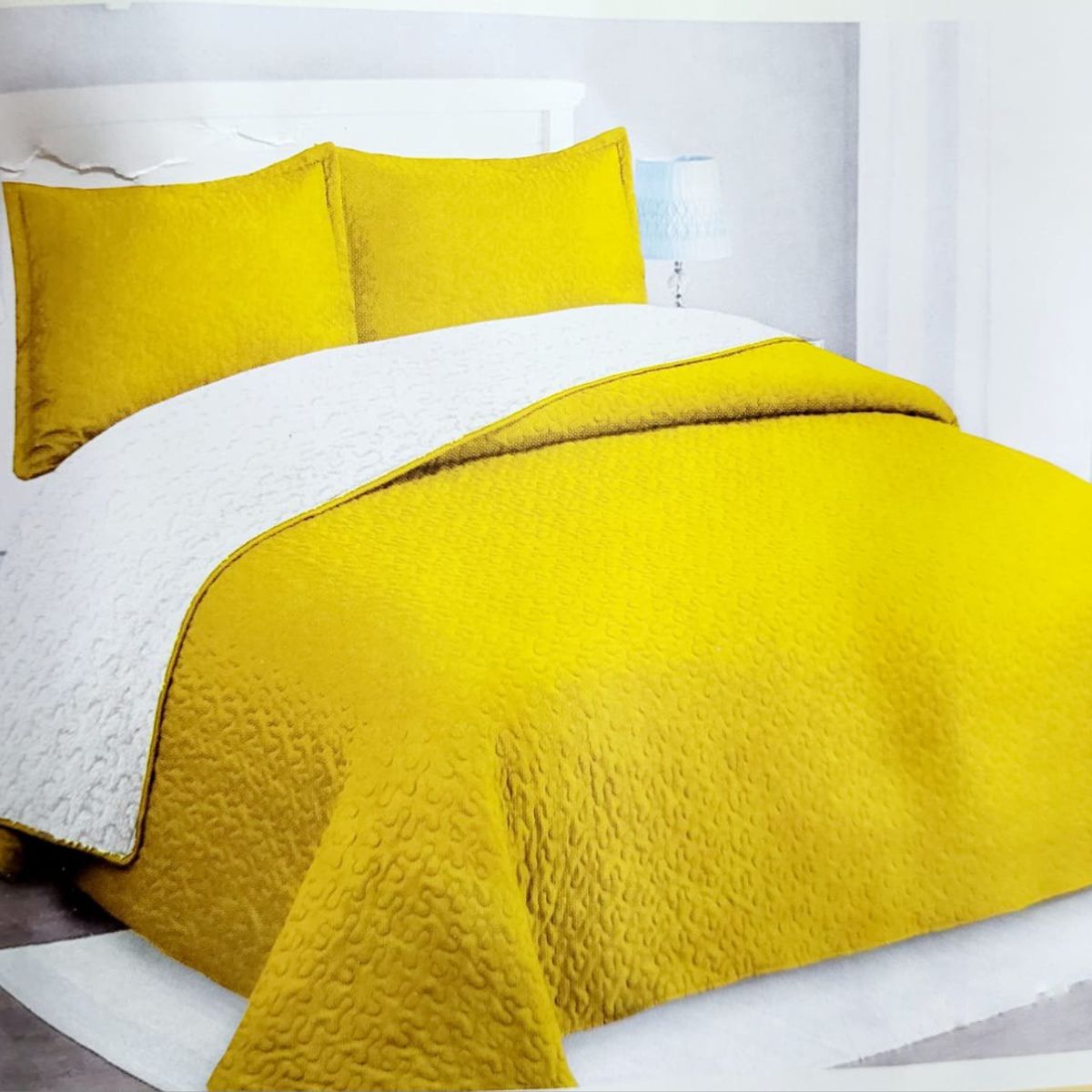 GENERICO - CUBRECAMA DE VERANO TELA CON CHIPORRO UNICOLOR AMARILLO 1.5 PLAZAS FY