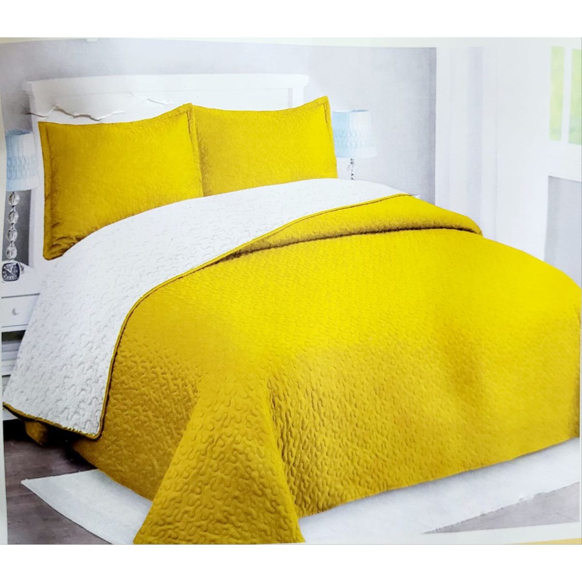 GENERICO - CUBRECAMA DE VERANO TELA CON CHIPORRO UNICOLOR AMARILLO 1.5 PLAZAS FY