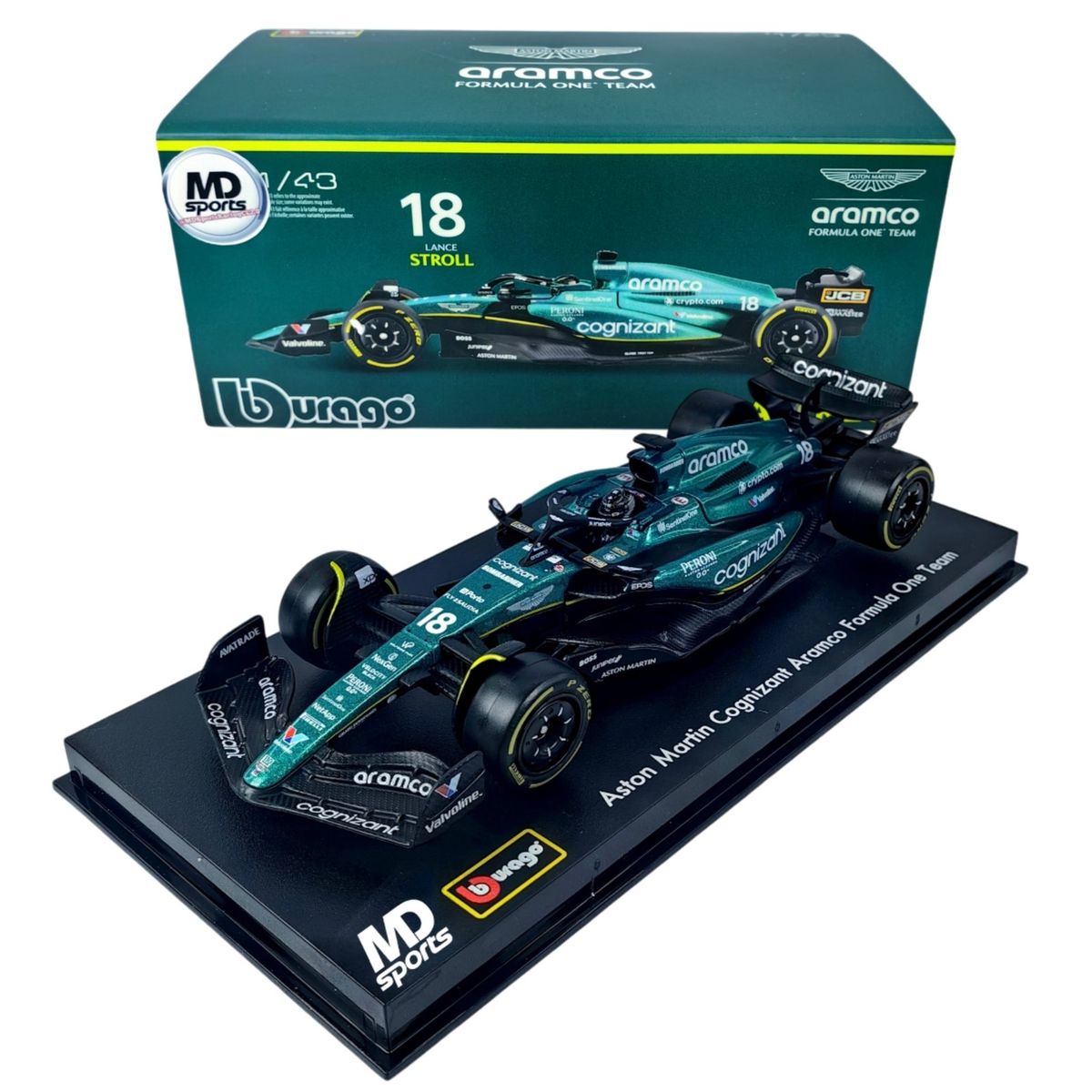 BBURAGO - Auto F1 Aston Martin AMR23 2023 #18 StrollCaja Acrili. 1:43