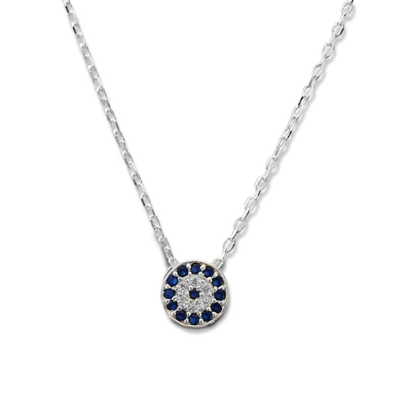 ANDREA COGGIOLA JOYAS - Collar Ojo Turco Circón Cadena Eslabón Plata Fina 925
