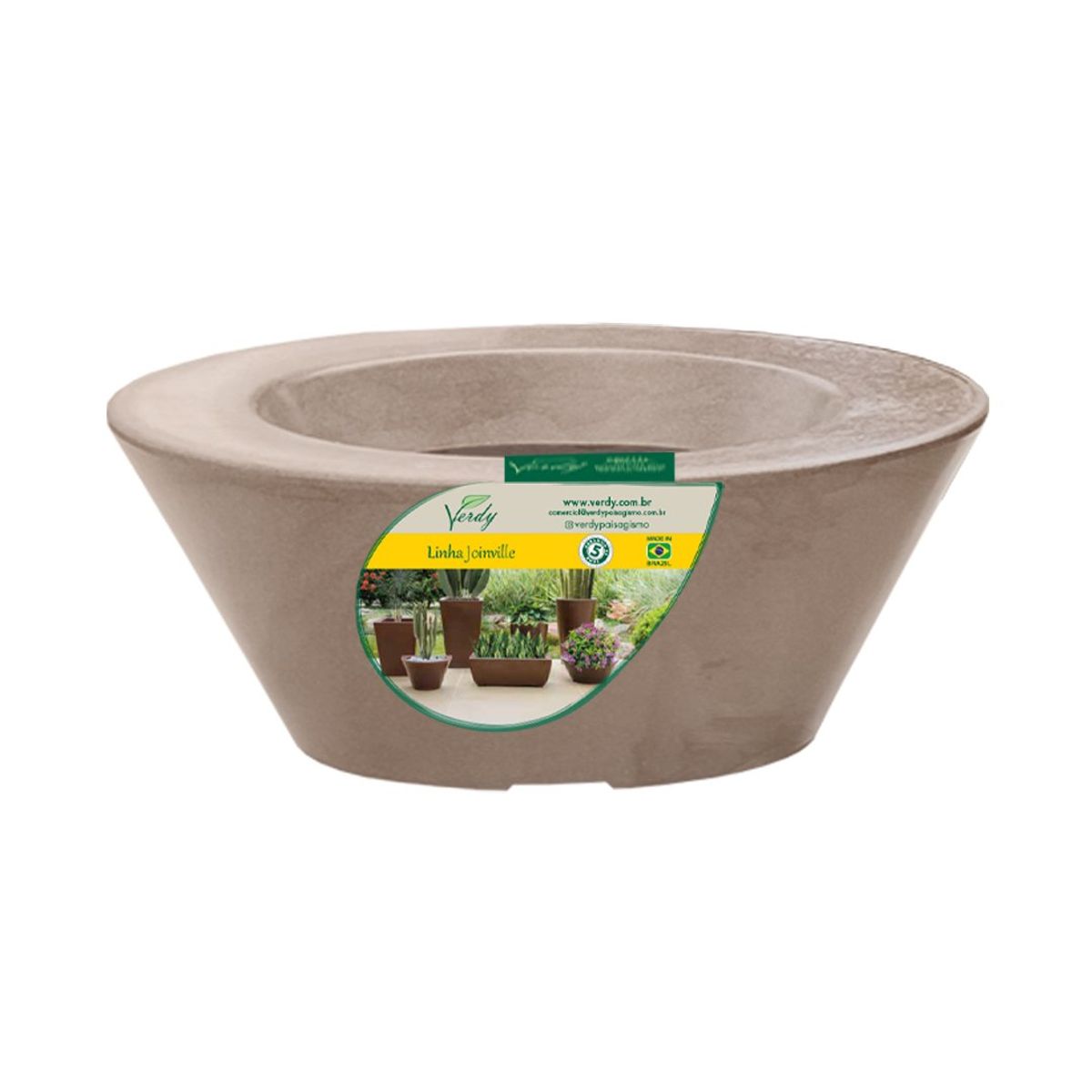 VERDY - Maceta Joinville Cóncavo Beige 24x12cm Efecto Marmoleado