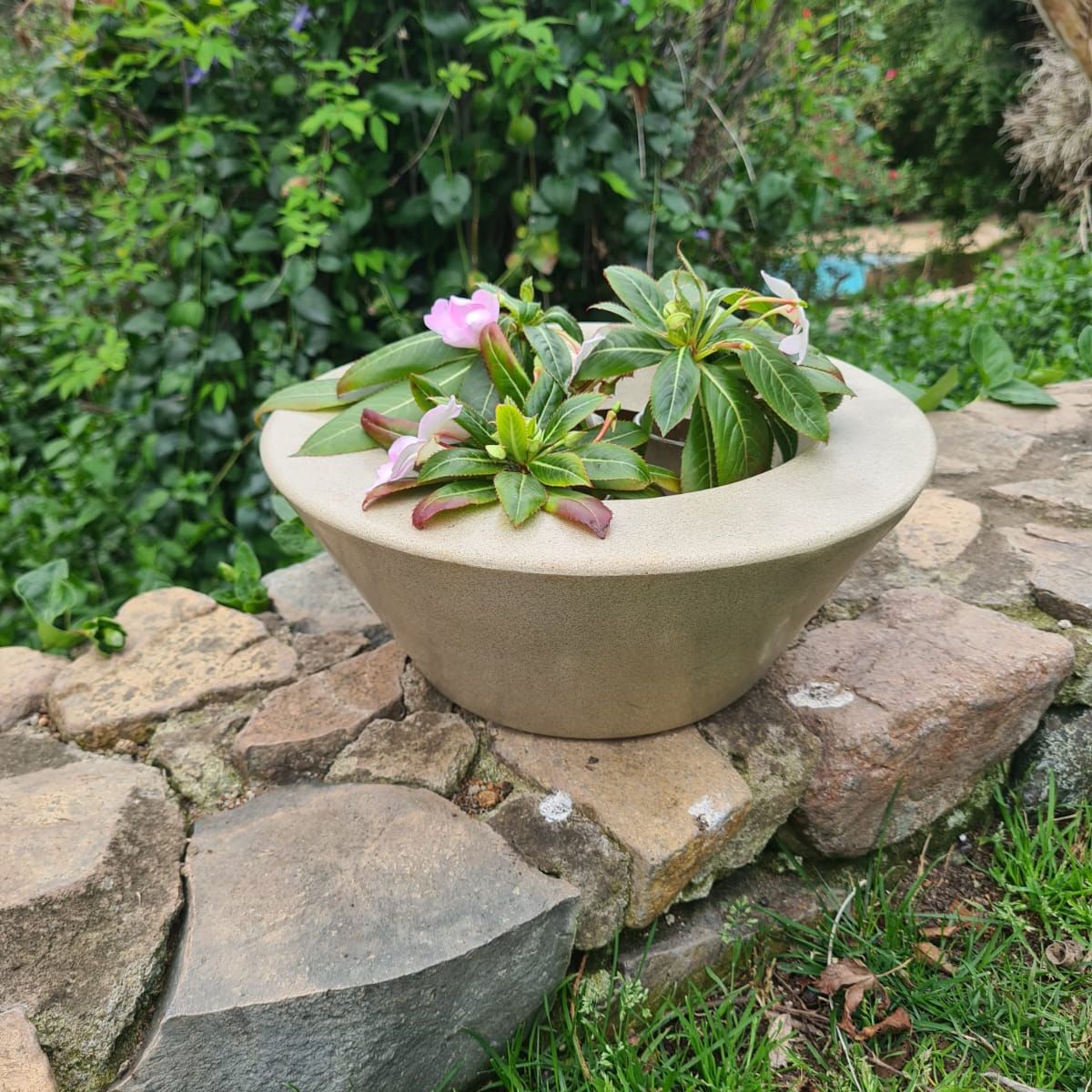 VERDY - Maceta Joinville Cóncavo Beige 24x12cm Efecto Marmoleado