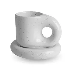 SANTU HOME & DECO - Taza y Plato Cerámica 300ml Rústico Mug