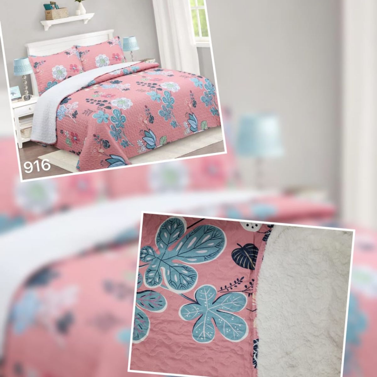 GENERICO - CUBRECAMA DE VERANO TELA CON CHIPORRO ROSA FLOR 2 PLAZAS FY