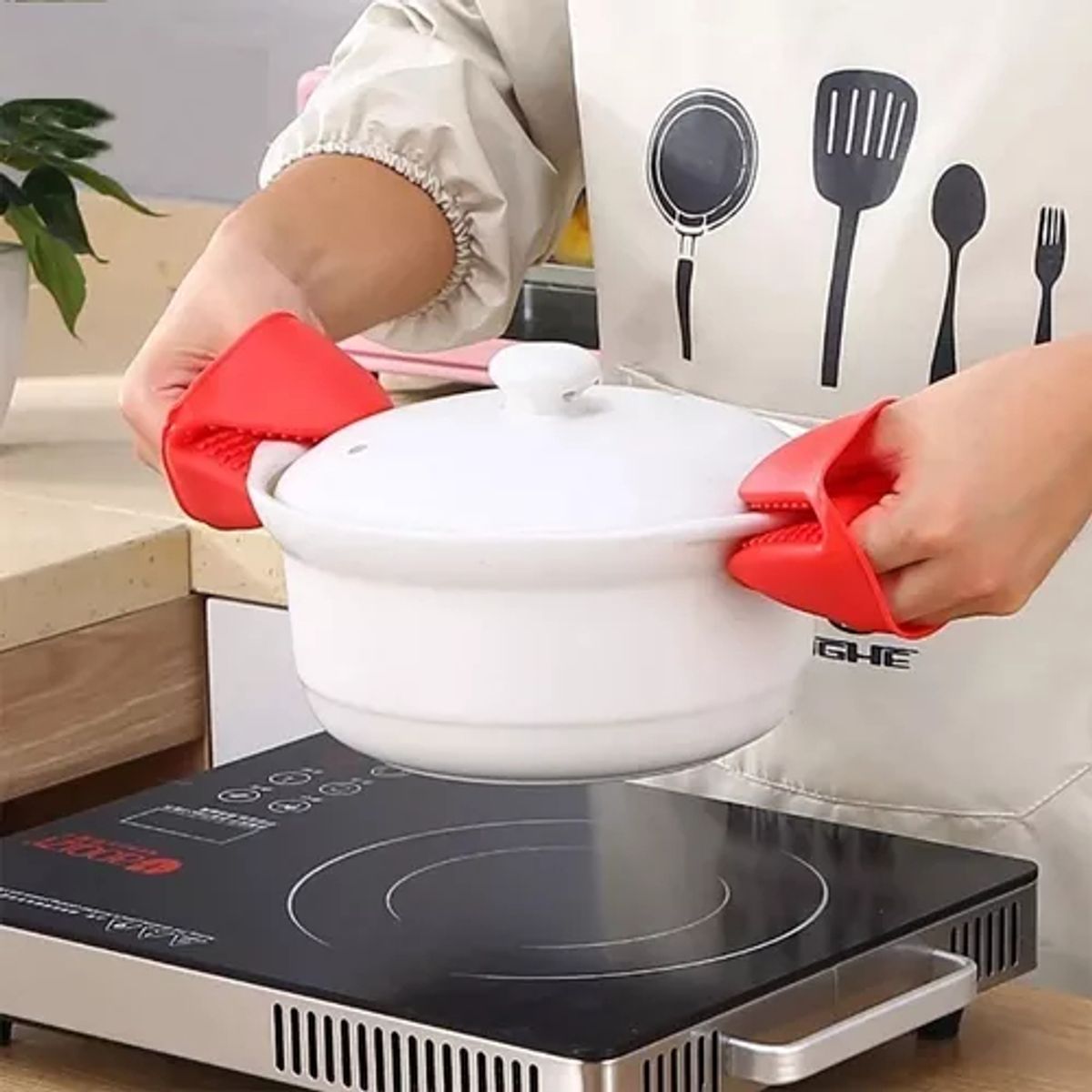 LINE - Guantes Para Horno Toma Olla Protector De Silicona Cocina Pack de 2