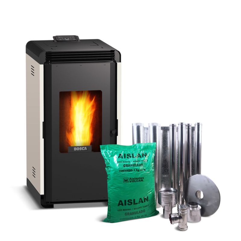 BOSCA - Estufa a pellet Hera+ Marfil+ kit de Instalación