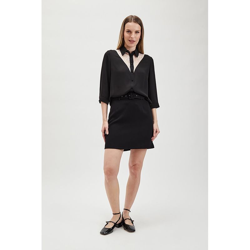 ASH - Blusa Manga Larga Negro Mujer Ash