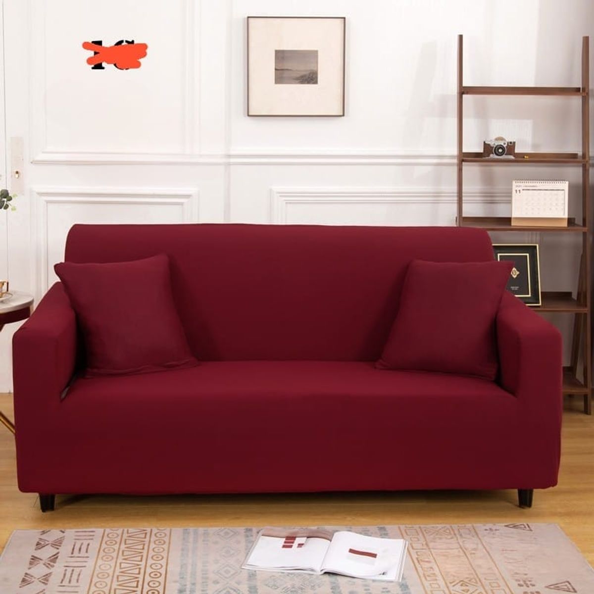 GENERICO - Funda de Sillon 2 Cuerpos Poliéster Elástico. Color Burdeos TF04